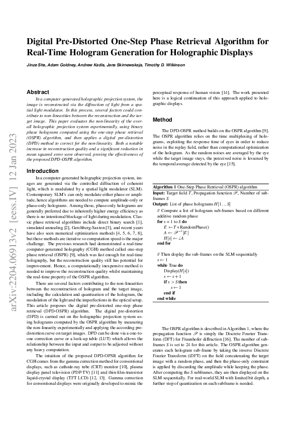 (PDF) Digital Pre-Distorted One-Step Phase Retrieval Algorithm for Real ...