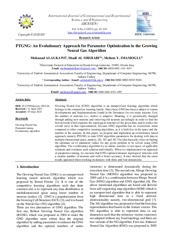 (PDF) PTGNG: Parameters Tuning for Growing Neural Gas Algorithm
