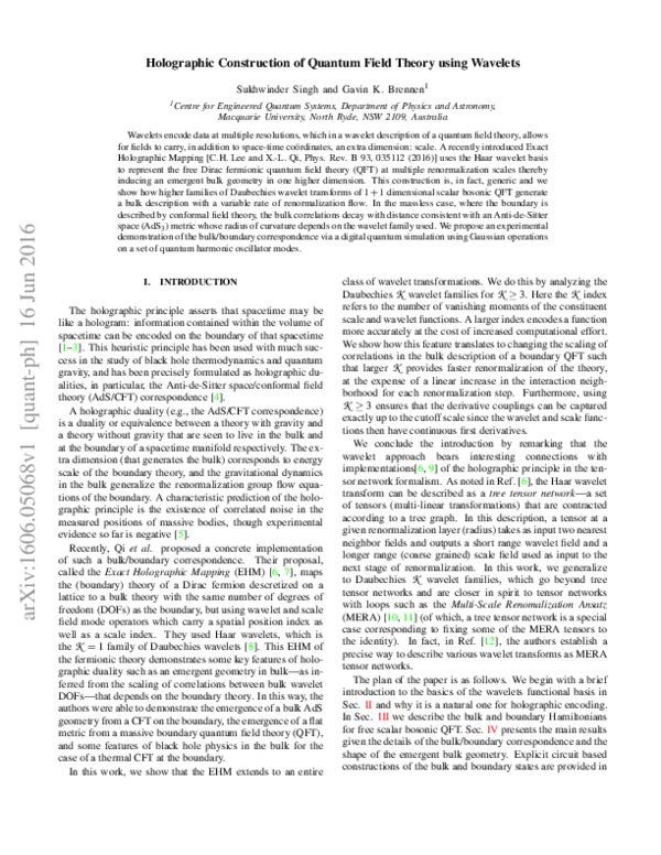 (PDF) Holographic Construction of Quantum Field Theory using Wavelets