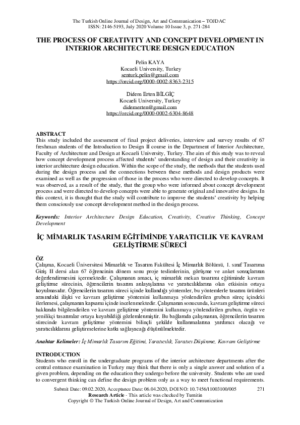 (PDF) THE PROCESS OF CREATIVITY AND CONCEPT DEVELOPMENT IN INTERIOR ...