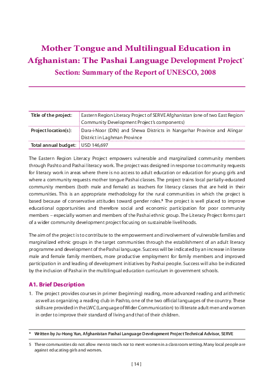 (PDF) Mother Tongue and Multilingual Education in Afghanistan: The ...
