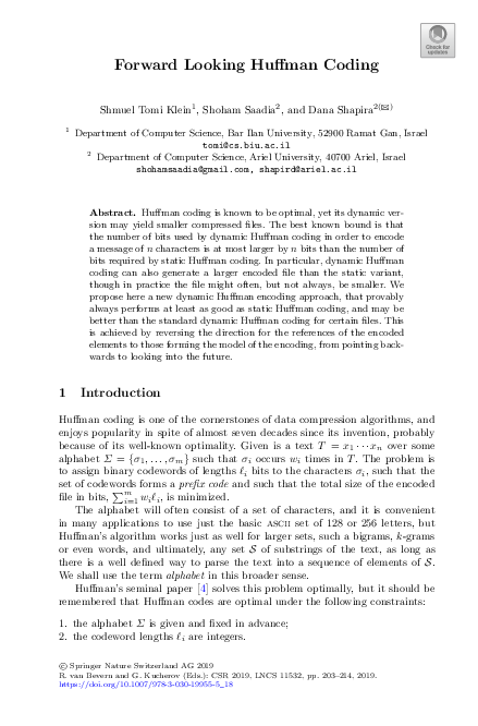 (PDF) Forward Looking Huffman Coding