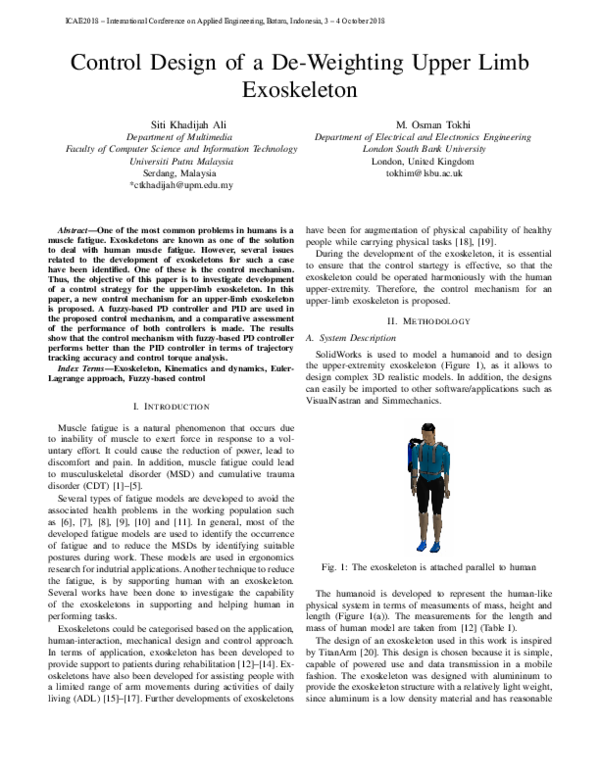 (PDF) Control Design of a De-Weighting Upper Limb Exoskeleton
