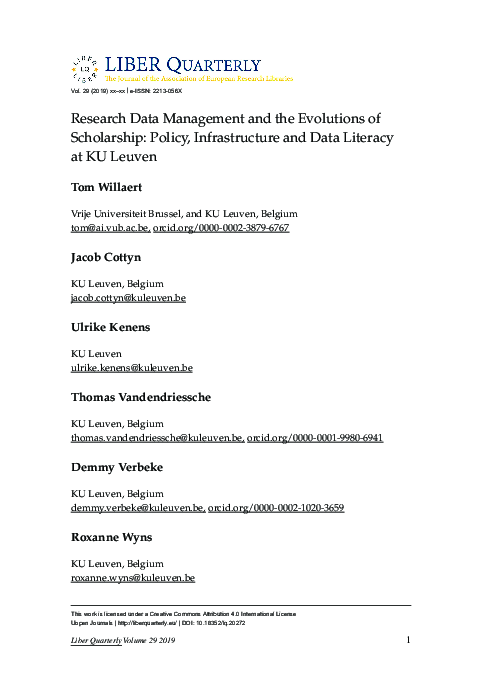 (PDF) Research data management and the evolutions of scholarship