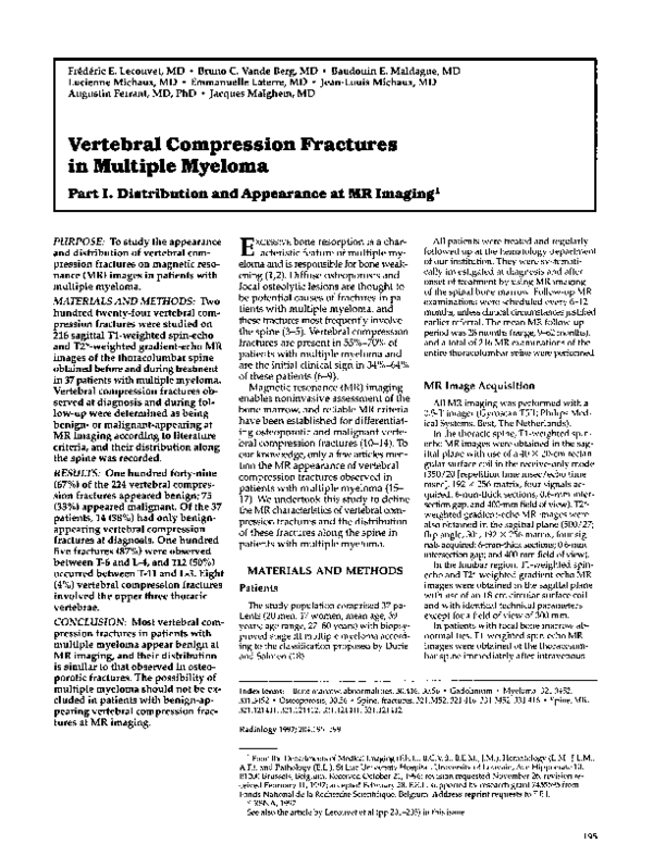 (PDF) Vertebral compression fractures in multiple myeloma. Part II ...