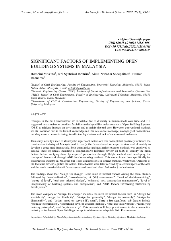 (PDF) Significant Factors of Implementing Open Building Systems in Malaysia