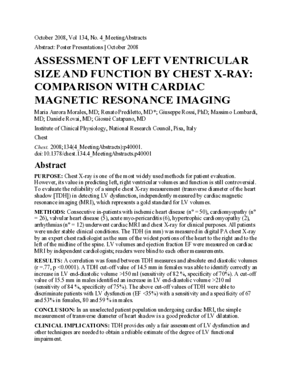 (PDF) Assessment of Left Ventricular Size and Function by Chest X-Ray ...