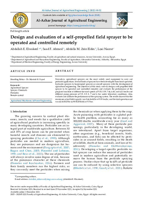 (PDF) Design and evaluation of a self-propelled field sprayer to be ...