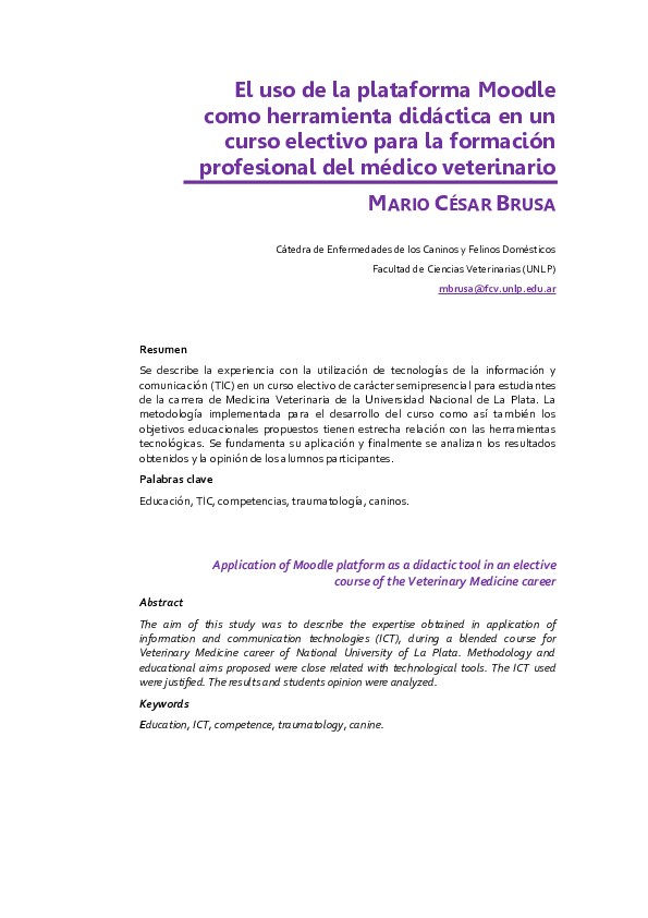 (PDF) El uso de la plataforma Moodle como herramienta didáctica en un ...