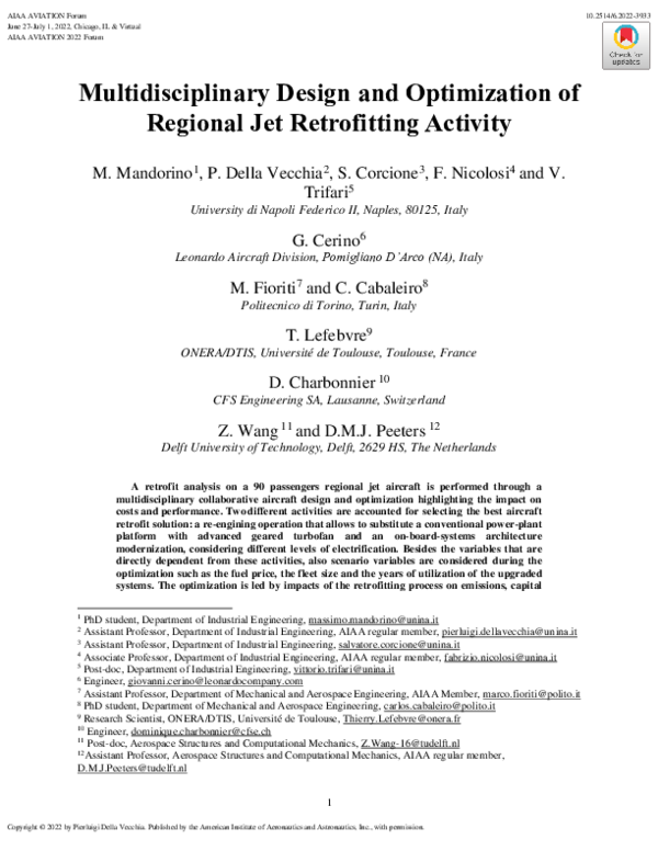 (PDF) Multidisciplinary Design and Optimization of Regional Jet ...