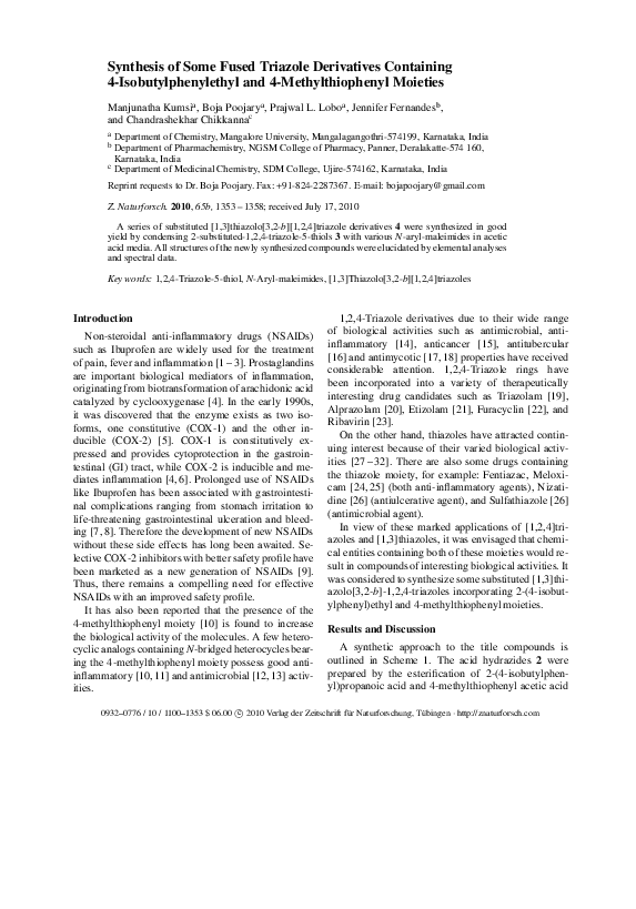(PDF) Synthesis of Some Fused Triazole Derivatives Containing 4 ...