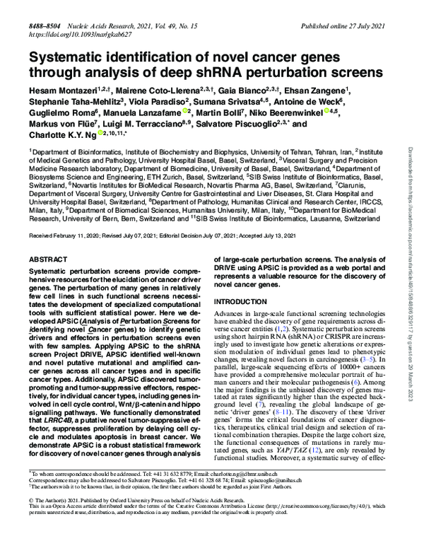 (PDF) Systematic identification of novel cancer genes through analysis ...