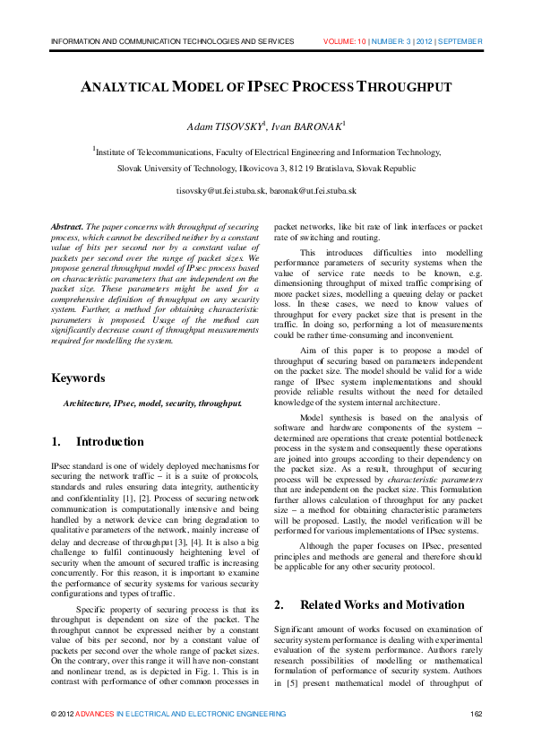 (PDF) Analytical Model of IPsec Process Throughput
