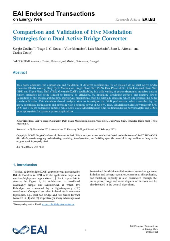 (PDF) Comparison and Validation of Five Modulation Strategies for a ...