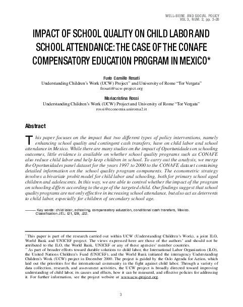 (PDF) Impact of School Quality on Child Labor and School Attendance ...