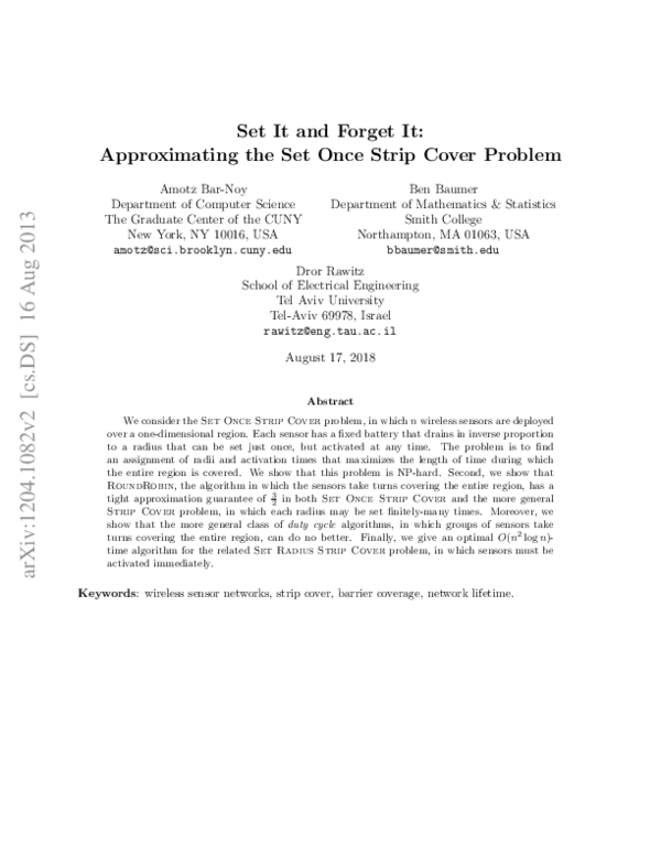 (PDF) Set it and forget it - approximating the set once strip cover problem