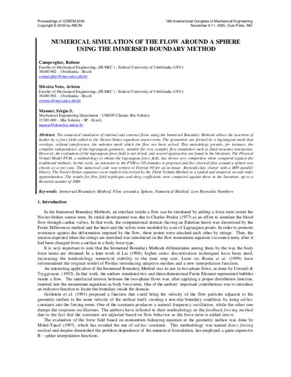 (PDF) Numerical Simulation of the Flow Around a Sphere Using the ...