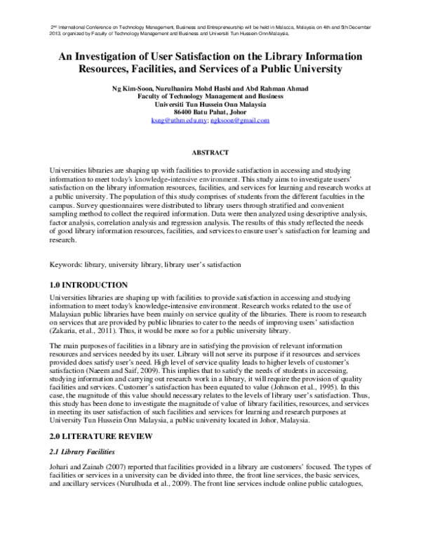 (PDF) An Investigation of User Satisfaction on the Library Information ...