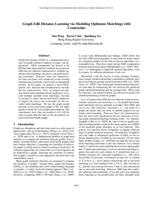 (PDF) Graph Edit Distance Learning via Modeling Optimum Matchings with ...