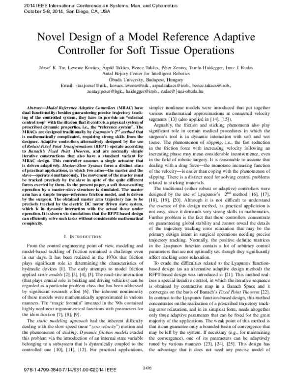 (PDF) Novel design of a Model Reference Adaptive Controller for soft ...