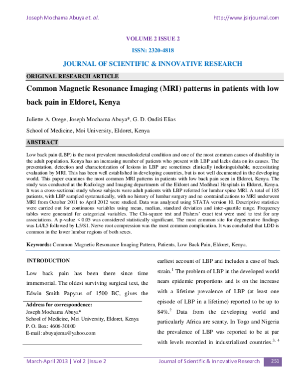 (PDF) Common Magnetic Resonance Imaging (MRI) patterns in patients with ...