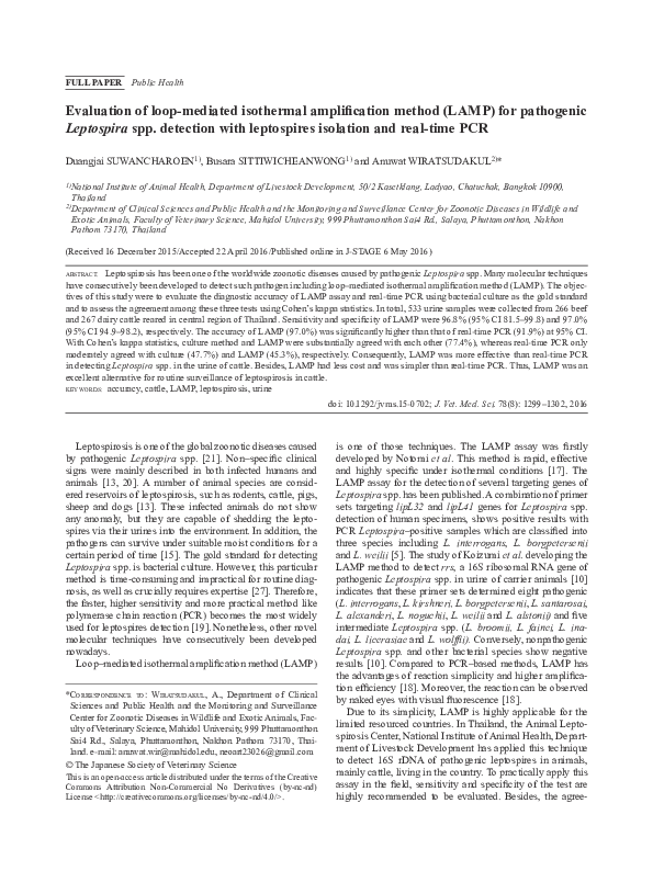 (PDF) Evaluation of loop-mediated isothermal amplification method (LAMP ...