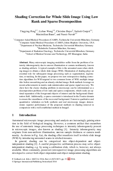 (PDF) Shading Correction for Whole Slide Image Using Low Rank and ...