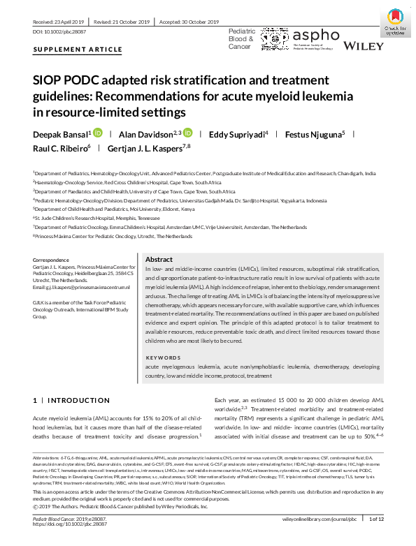 (PDF) SIOP PODC adapted risk stratification and treatment guidelines ...