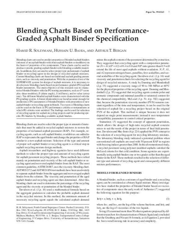 (PDF) Blending Charts Based on Performance-Graded Asphalt Binder ...