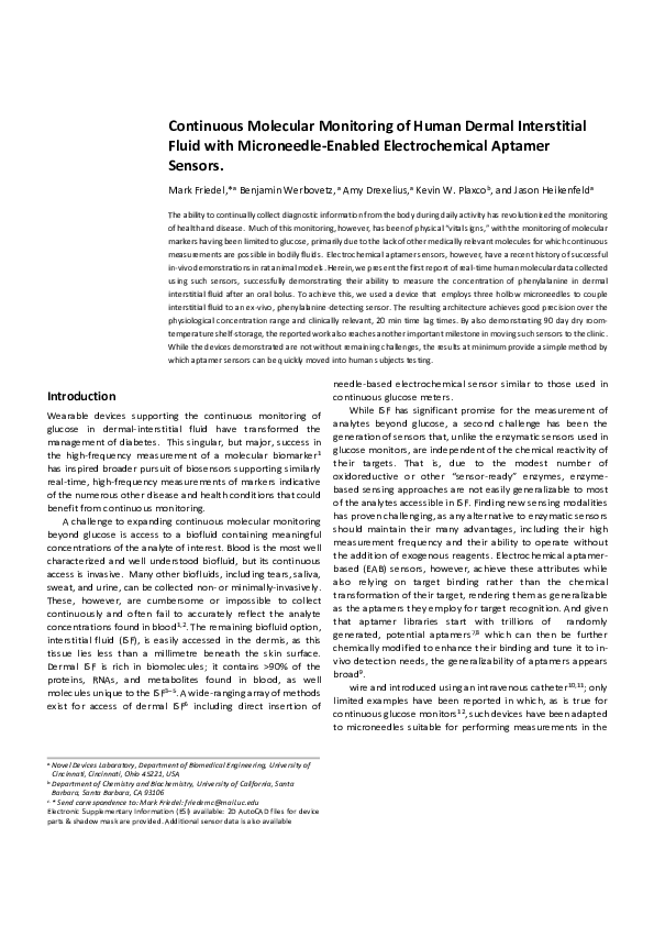 (PDF) Continuous Molecular Monitoring of Human Dermal Interstitial ...