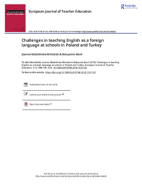 (PDF) Challenges in teaching English as a foreign language at schools ...