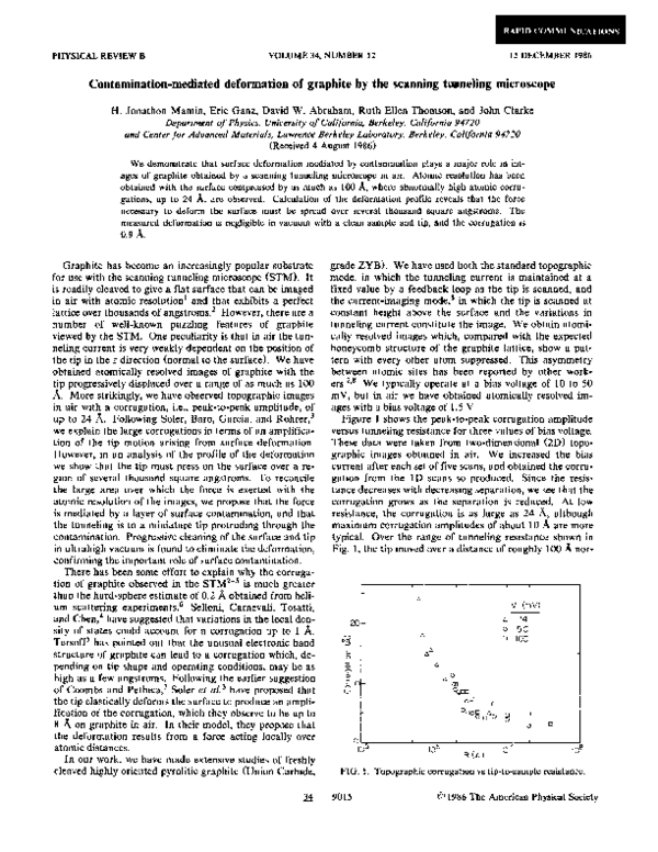 (PDF) Contamination-mediated deformation of graphite by the scanning ...