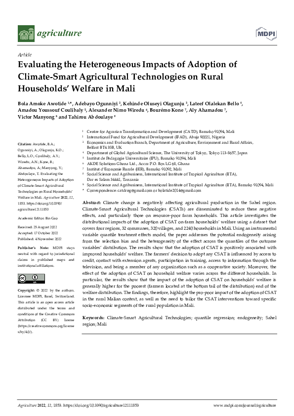 (PDF) Evaluating the Heterogeneous Impacts of Adoption of Climate-Smart ...