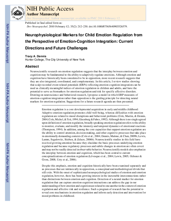 (PDF) Neurophysiological Markers for Child Emotion Regulation From the ...