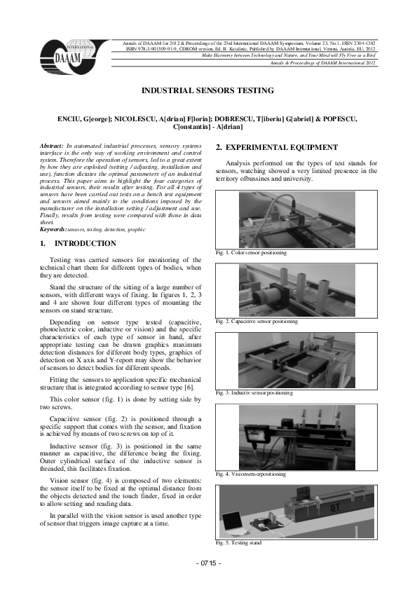 (PDF) Industrial Sensors Testing