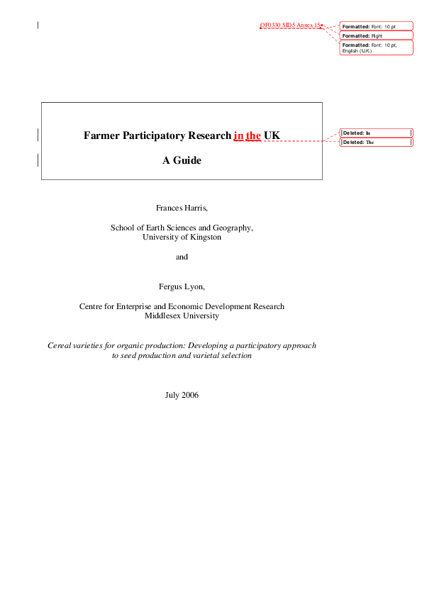 (PDF) Farmer Participatory Research in the UK A Guide
