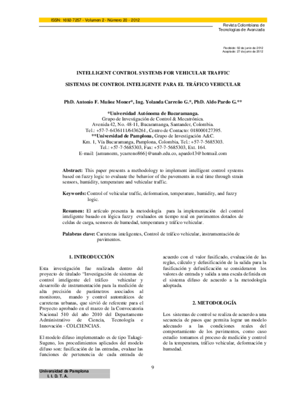 (PDF) Intelligent Control Systems for Vehicular Traffic Sistemas De ...