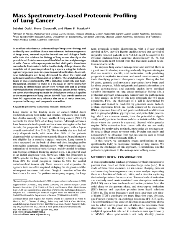 (PDF) Mass Spectrometry-based Proteomic Profiling of Lung Cancer