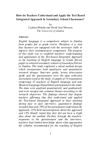 (PDF) How do Teachers Understand and Apply the Text Based Integrated ...