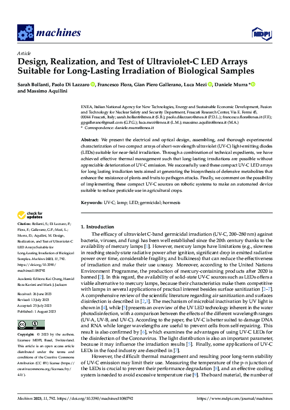 (PDF) Design, Realization, and Test of Ultraviolet-C LED Arrays ...