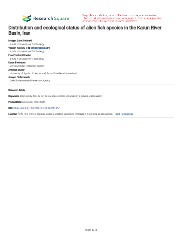 (PDF) Distribution and ecological status of alien fish species in the ...