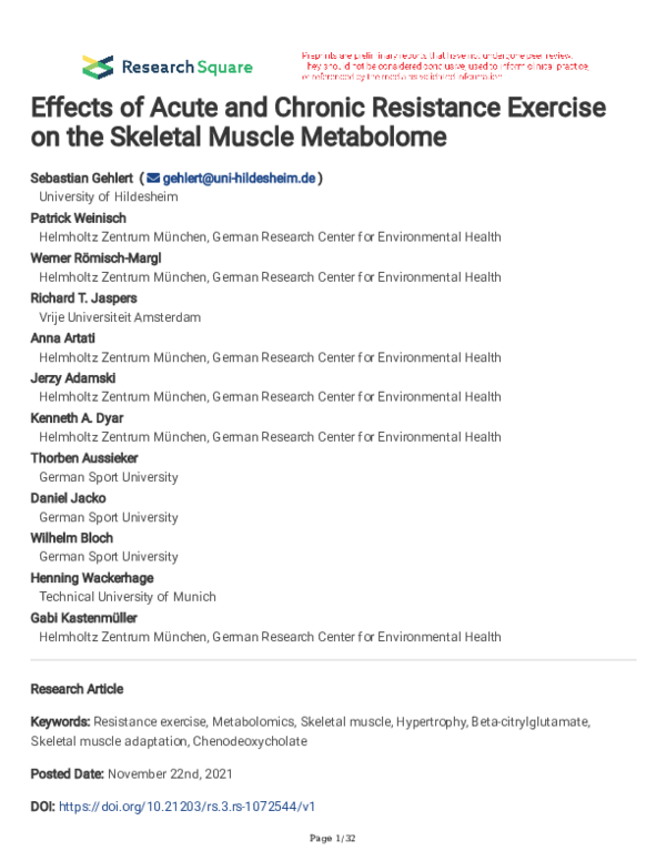 (PDF) Effects of Acute and Chronic Resistance Exercise on the Skeletal ...