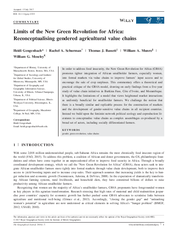 (PDF) Limits of the New Green Revolution for Africa: Reconceptualising ...