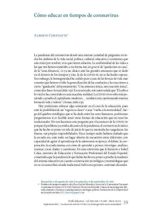 (PDF) Cómo educar en tiempos de coronavirus