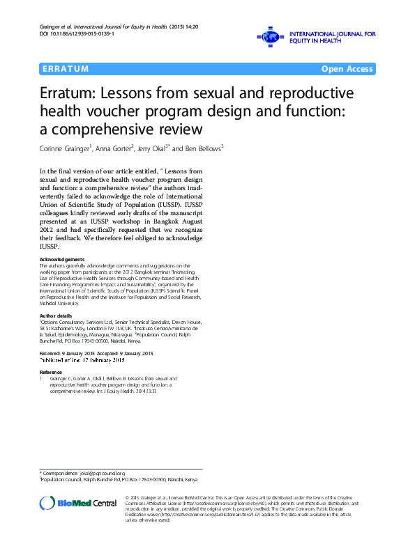 (PDF) Erratum: Lessons from sexual and reproductive health voucher ...