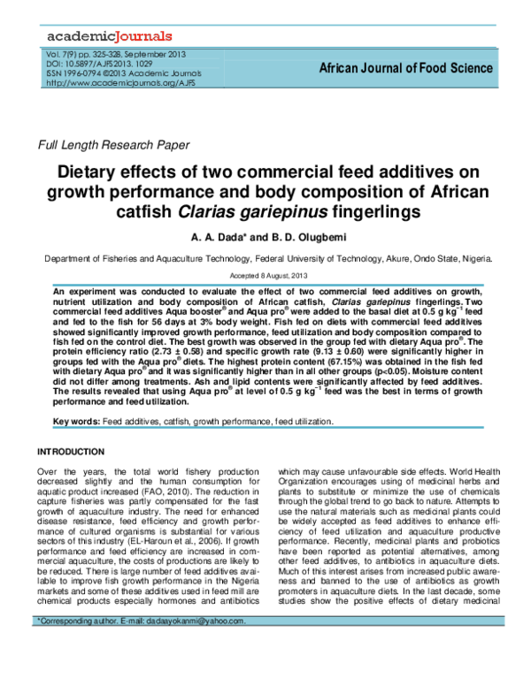 (PDF) Dietary effects of two commercial feed additives on growth ...