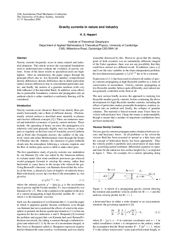 (PDF) Gravity currents in nature and industry