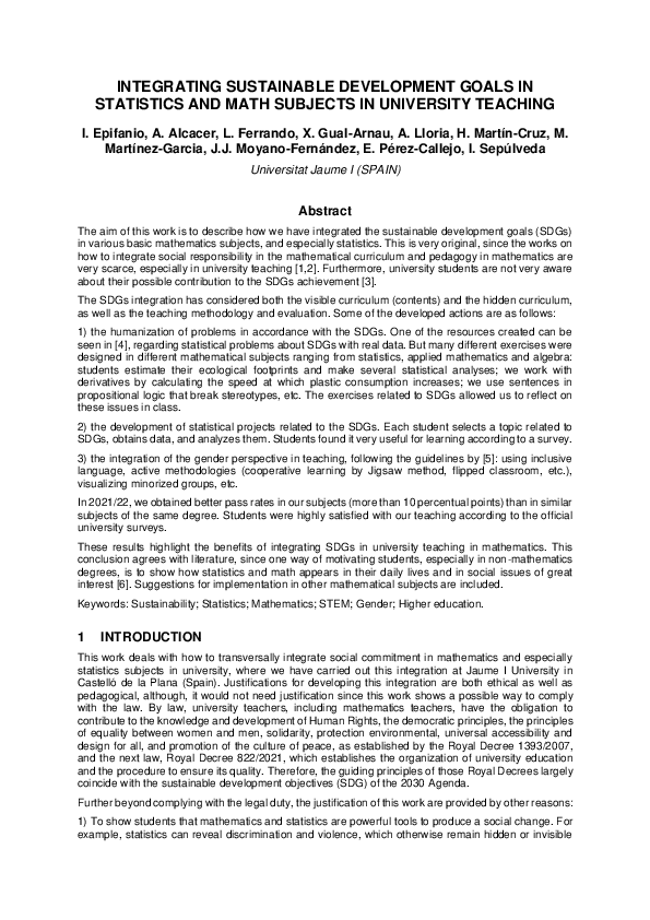 (PDF) INTEGRATING SUSTAINABLE DEVELOPMENT GOALS IN STATISTICS AND MATH ...