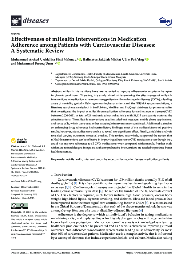 (PDF) Effectiveness of mHealth Interventions in Medication Adherence ...