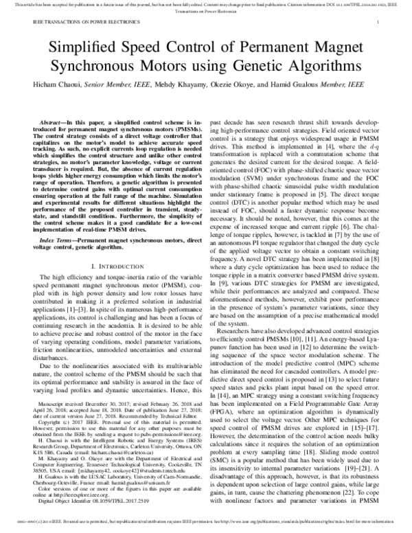 (PDF) Simplified Speed Control of Permanent Magnet Synchronous Motors ...
